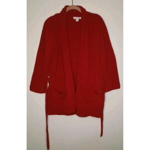 Coldwater Creek Womens Cardigan Sweater Red Open Front Size Small